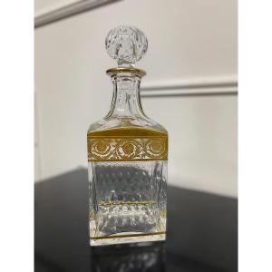 Saint Louis - Carafe à Whisky Modèle Thistle Cristal Doré